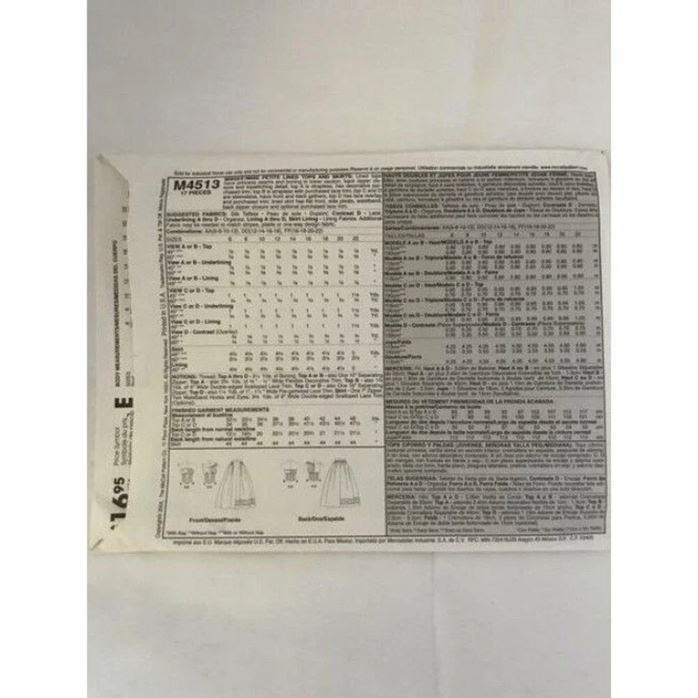 #M4513 McCalls formal evening dress sewing pattern 6-12